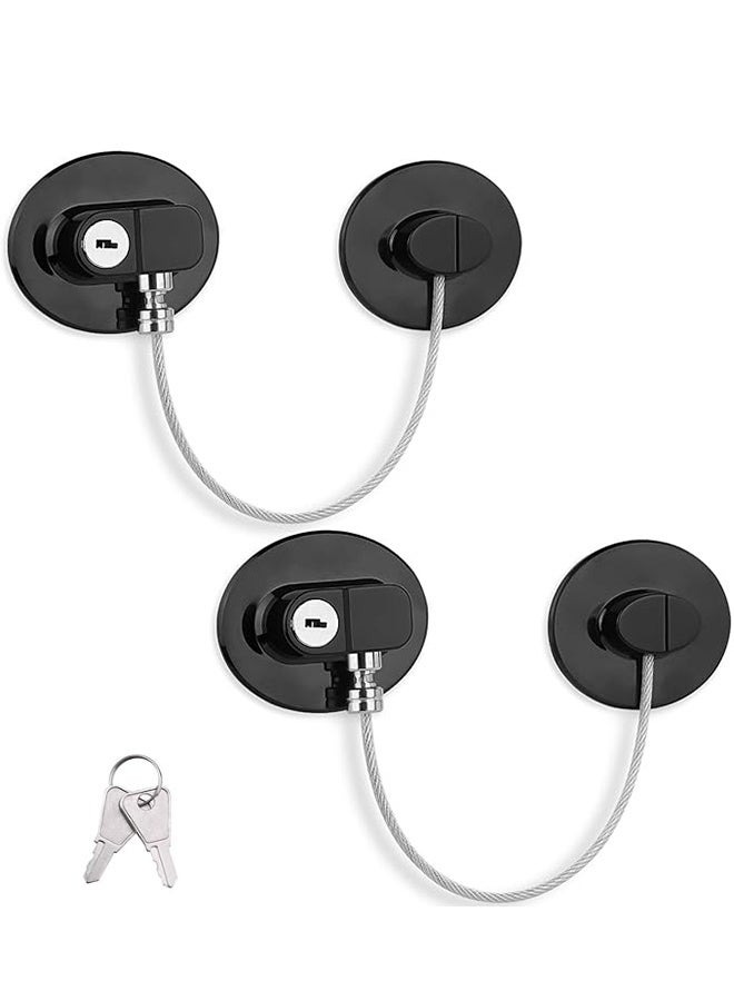 2 Pack Refrigerator Locks with Keys,Child Safety Fridge Lock,Refrigerator Lock Combination,Mini Fridge,File Drawer,Toilet Seat Lock with Strong Adhesive (Black) - Image 1